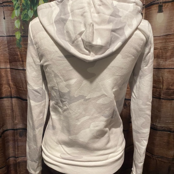 PINK Victoria Secret White & Gray Zip Up Hoodie - Picture 9 of 14